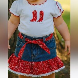 Toddler girl bundle size 4 COWGIRL skirt and shirt set